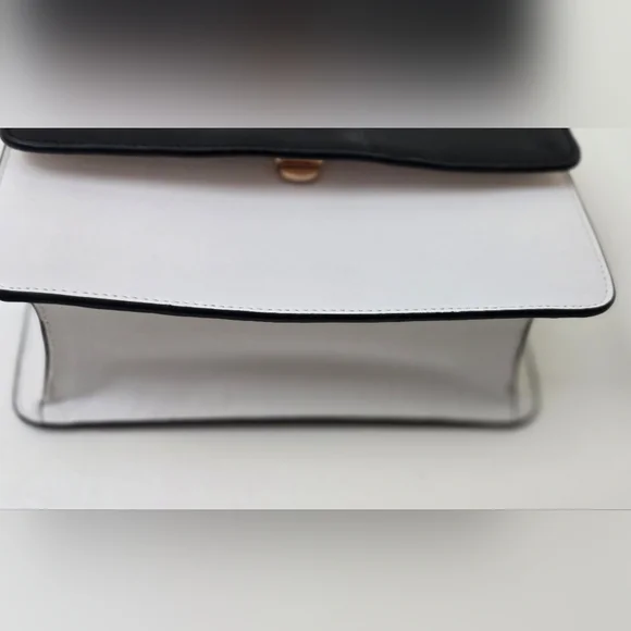 LUANA ITALY Maria Color Block Leather Satchel Black White EUC - Picture 3 of 7